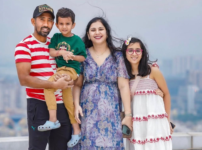 Wriddhiman Saha with his Wife and Kids