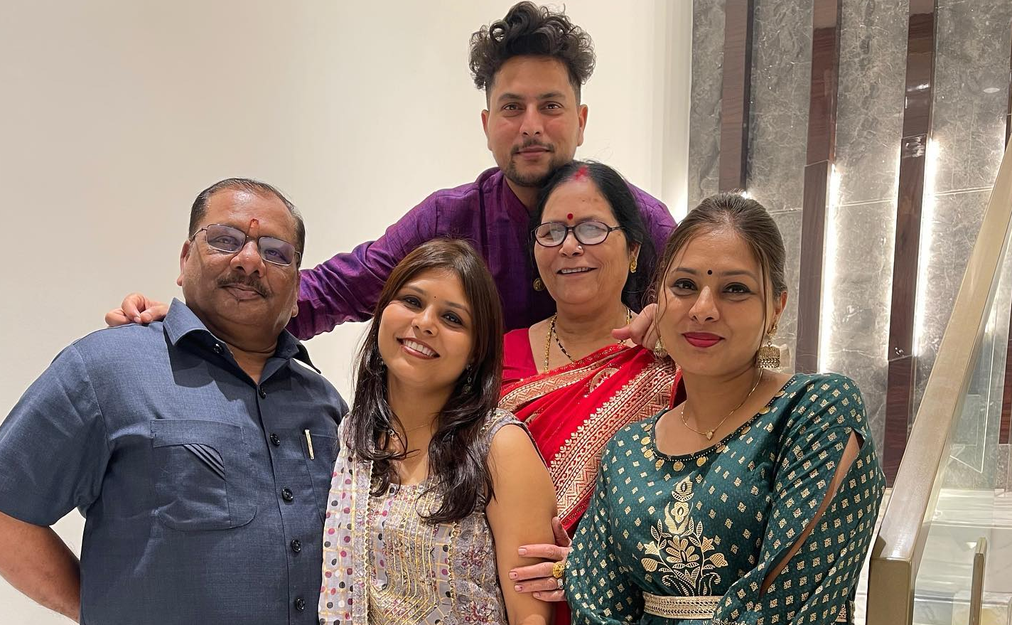 Kuldeep Yadav with His Family