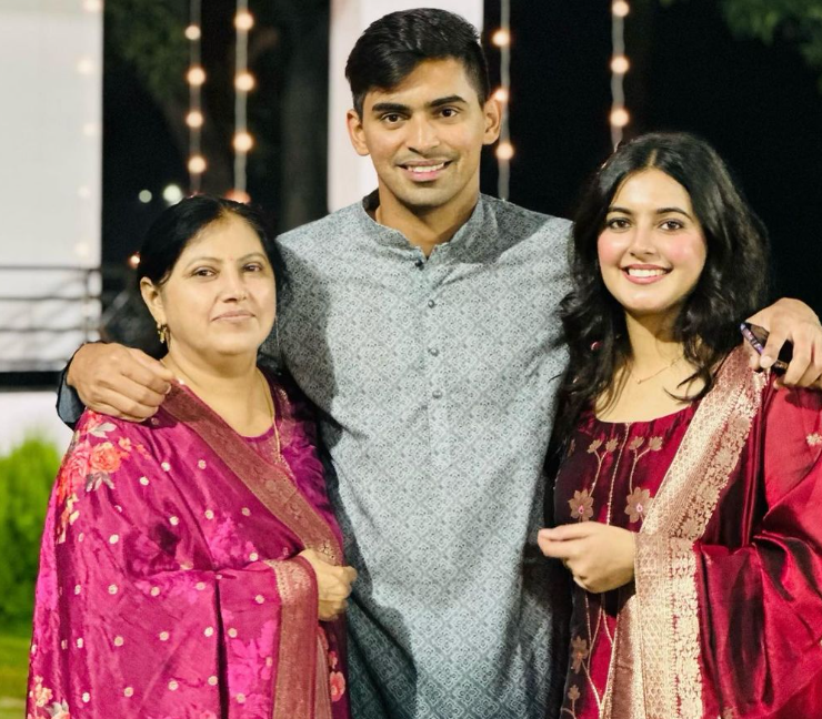 Kartik Tyagi with his Mother and Sister